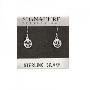 Sterling Silver Round Smiling Face Dangle Earring