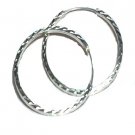 Sterling Silver Medium Diamond Cut Hoop Earrings