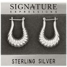 Sterling Silver Long Shrimp Open Hoop Earrings