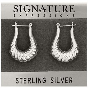 Sterling Silver Long Shrimp Open Hoop Earrings