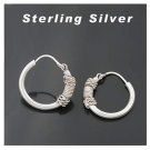 Sterling Silver Bali Design Hoops rope coil earring 1/2 diameter