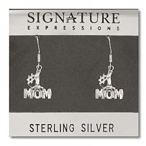 Sterling Silver Diamond Cut Number # 1 Mom Dangle Earrings