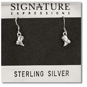 Sterling Silver Boots Dangle Earrings