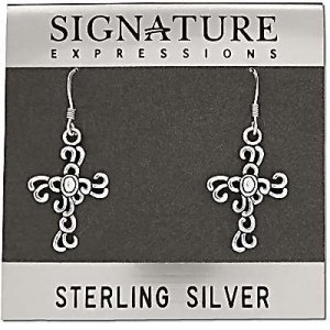 Sterling Silver Filigree Cross Dangle Earring