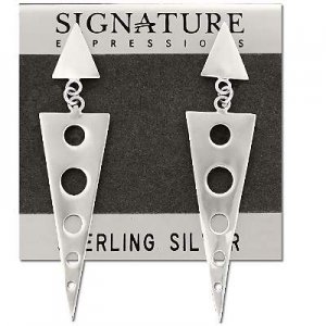 Sterling Silver Long Triangle Geometric Earrings