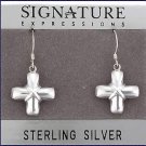 Sterling Silver Puff Cross Earrings.