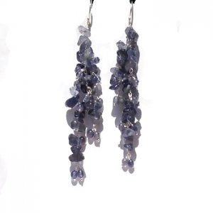 Sterling Silver Genuine Iolite Long Dangle Earrings