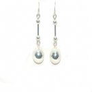 Sterling Silver Barbell And Puffball Dangle Earrings