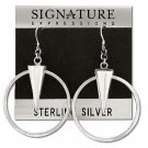 Sterling Silver Large Dangling Cone In Hoop Earrings
