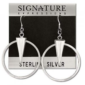 Sterling Silver Large Dangling Cone In Hoop Earrings
