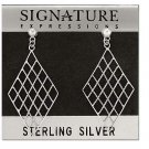 Sterling Silver Criss-Cross Rope Weave Diamond Shape Dangle Earrings