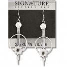 Sterling Silver Genuine Black Onyx Abstract Dangle Earrings
