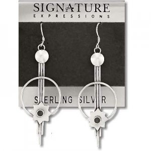 Sterling Silver Genuine Black Onyx Abstract Dangle Earrings
