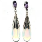 Sterling Silver Bali Hand-Made MoonStone and Amethyst TearDrop Earrings
