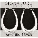 Sterling Silver Long U Puffed Hoop Earrings