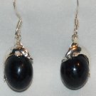 Sterling Silver Dolphin on Black Ball Dangle Earring