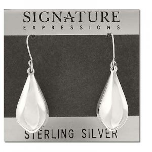 Sterling Silver Puffed Teardrops Dangle Earrings
