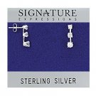 Sterling Silver Triple Drop Clear CZ Stud Earrings