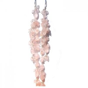 Sterling Silver Rose Quartz Long Dangle Earrings
