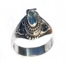 Sterling Silver Bali Handmade Genuine Blue Topaz Poison Ring