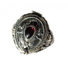 Sterling Silver Tear Drop Poison Ring with Genuine Garnet