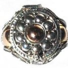 Sterling Silver Bali Poison Ring with Layered 18k gold accents