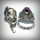 Sterling Silver Poison Ring with Genuine Amethyst Stone