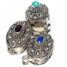Sterling Silver Hand-made Prayer Box Pendant w/ Genuine Stone