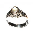 Sterling Silver thin Poison Ring with Genuine MoonStone  5,6,7,8,9,10