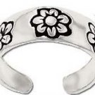 Sterling Silver toe ring with engraved flowers