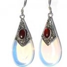 Sterling Silver MoonStone and Carnelian Tear Drop Earrings