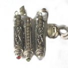 Sterling Silver Handmade Bali Cylinder Prayer Box with Genuine Stone