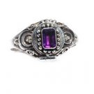 925 Sterling Silver Fashion Poison Ring w/Genuine Amethyst Stone  6,7,8,9,10,11
