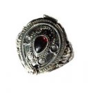925 Sterling Silver Fashion Tear Drop Poison Ring with Genuine Garnet