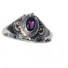 925 Sterling Silver Fashion Poison Ring with Oval Shape Amethyst Gemstone