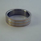 925 Sterling Silver 18K Gold Linear Band Ring Size 8.5