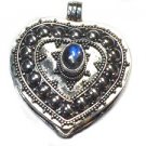 Sterling Silver Bali Heart Prayer Box Pendant with Moonstone