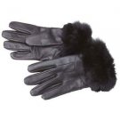 Solid Genuine Lambskin Leather & Rabbit Fur Gloves
