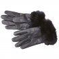 Solid Genuine Lambskin Leather & Rabbit Fur Gloves
