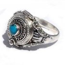 Handmade Sterling Silver Poison Band Ring with Turquoise 5,6,8,9,10,11