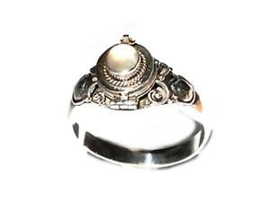 Handmade Sterling Silver Thin Poison Ring Band with Moon Stone 5,6,7,8,9,10,11