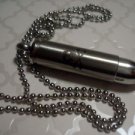 Stainless Steel Stash Skull & Skeletons Bullet Pendant Opens 1 7/8"