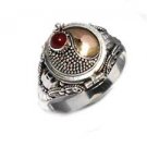 Handmade Sterling Silver Poison Ring with Carnelian Accented 18k Gold