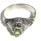 Bali 925 Sterling Silver Emerald Cut Peridot Poison Band Ring  6,7,8,9,10,11