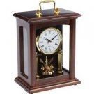 Kassel Quartz Table Clock Wood Gold Tone Glass Front Office Mantle Timepiece