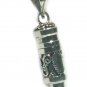 Sterling Silver Bali Cylinder Prayer Box Pendant With Hearts and Black Onyx