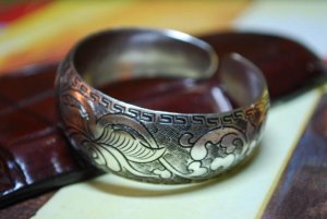 Tibetan Silver String of Flowers Bangle