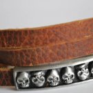Tibetan Leather Skulls Cuff