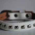 Small Studded White Leather Cuff with Belt Buckle