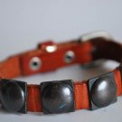 Small Studded Brown Leather Cuff with Belt Buckle